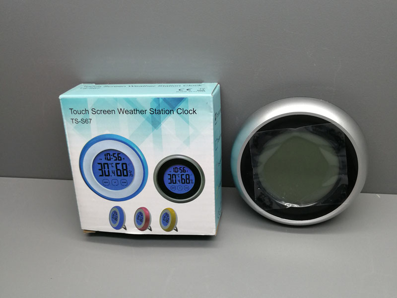 Touch screen alarm clock plastic paper packing round electron hydrometer