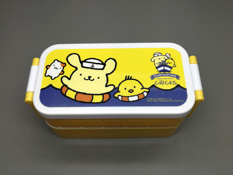 Solid color plastic cartoon student lunch box with chopstick leakproof rice box